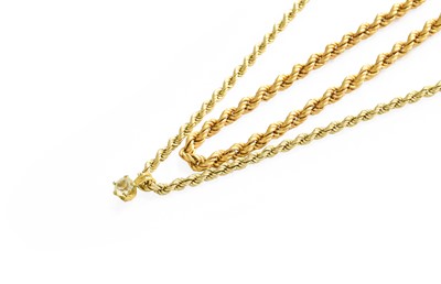 Lot 116 - Two 9 Carat Gold Rope Twist Chains, lengths...