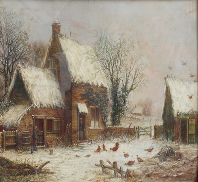 Lot 1040 - W Stanley (19th Century) Farmstead in winter...