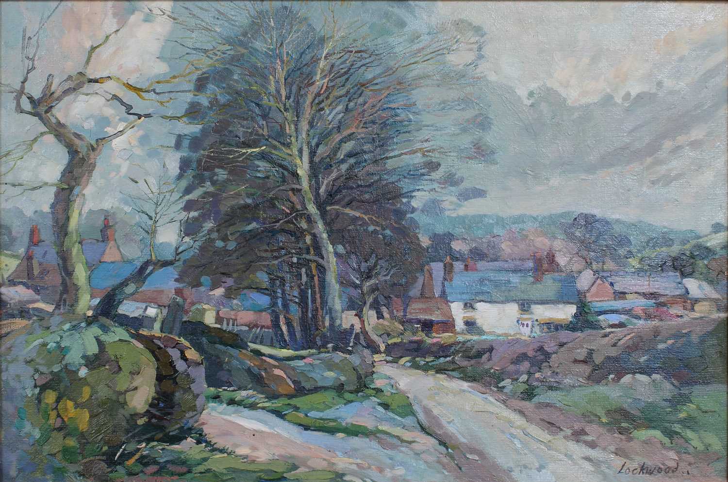 Lot 1004 - Peter Lockwood (1926-1996) Country lane with...