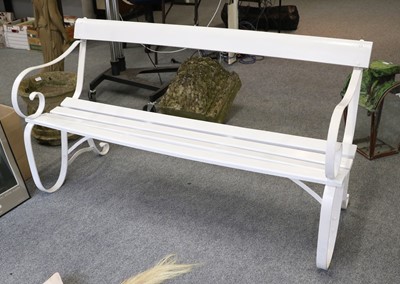 Lot 1318 - A White Painted Victorian Strap Work Garden...