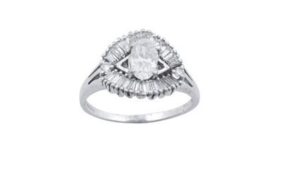 Lot 2271 - An 18 Carat White Gold Diamond Ring two spaced...