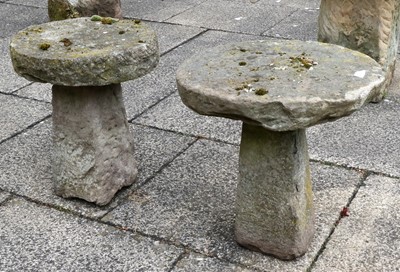 Lot 1218 - A Near Pair of Staddle Stones, on tapered...