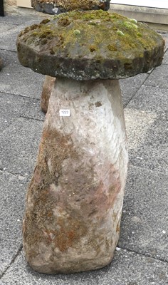 Lot 1223 - A Tall Weathered Staddle Stone, on tapered...