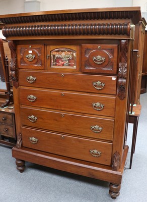 Lot 1275 - A Victorian Walnut Scotch Chest, heavily...