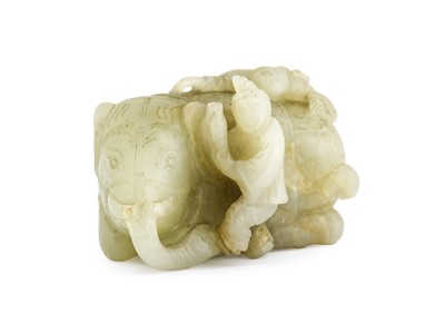 Lot 600 - A Chinese Carved Pale Celadon Jade Carving...