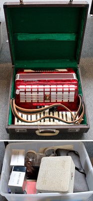 Lot 182 - A Cased Piano Accordian, by Parrot; together...