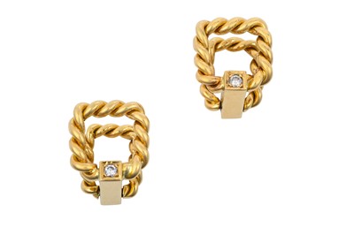 Lot 2365 - A Pair of 18 Carat Gold Diamond Cufflinks of...