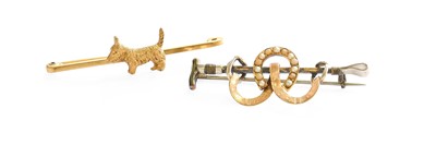 Lot 122 - A Bar Brooch, overlaid with a terrier, stamped...