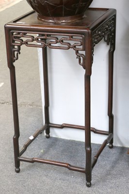 Lot 1238 - A Chinese Hardwood Plant Stand, of square form,...