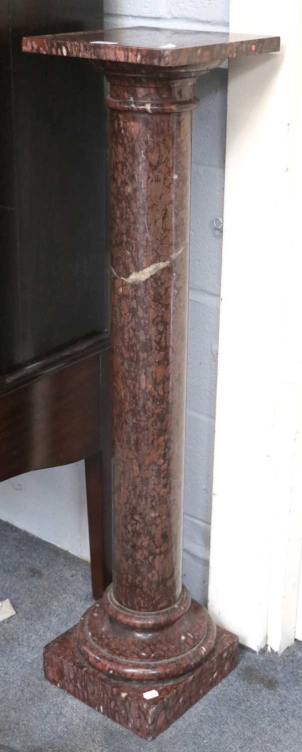 Lot 1262 - A Modelled Rouge Marble Column, the square