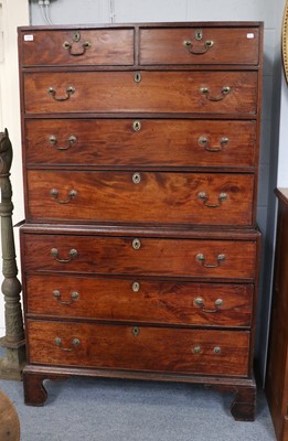 Lot 1264 - A George III Mahogany Chest on Chest, caddy...