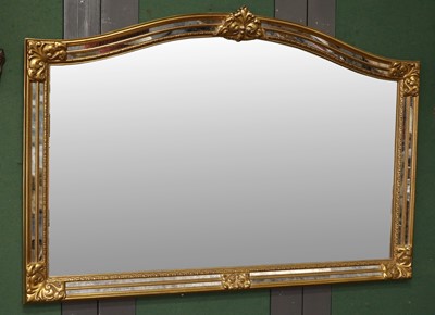 Lot 1168 - Gilt Overmantle Mirror, of arched form,...