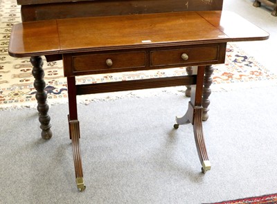 Lot 1202 - An Inlaid Mahogany Drop Leaf Sofa Table, with...