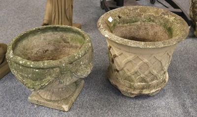 Lot 1214 - A Weathered Compostiiton Garden Urn, decorated...