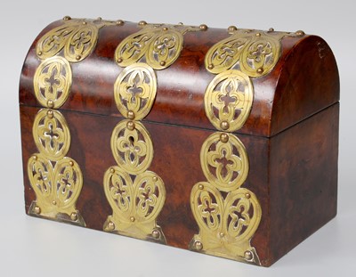 Lot 133 - A Victorian Brass Mounted Domed Walnut Caddy,...