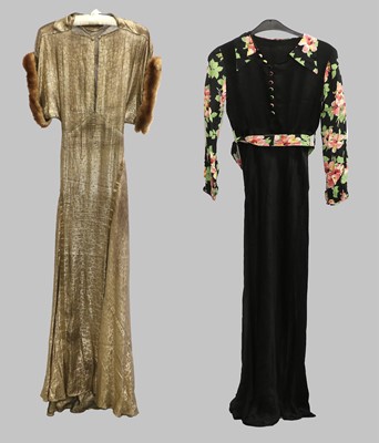 Lot 2210 - Circa 1930s Evening Dress in black silk,...