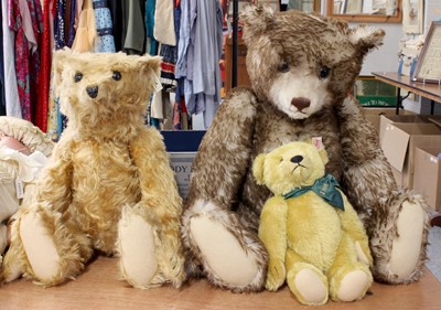 Lot 1092 - Three Modern Steiff Bears, 1908 yellow plush,...