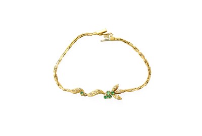 Lot 298 - An Emerald and Diamond Bracelet, of spray form,...