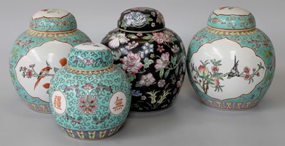 Lot 130 - A Pair of Chinese Porcelain Ginger Jars and...