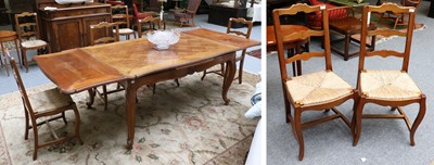 Lot 1198 - A French Fruitwood Draw Leaf Dining Table,...