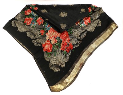 Lot 2157 - Early 20th Century Black Silk and Gold Lamé...