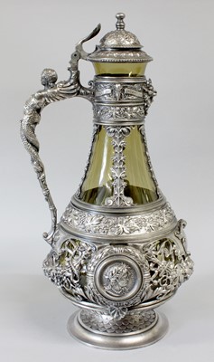 Lot 55 - A Silvered Metal-Mounted Glass Claret-Jug,...