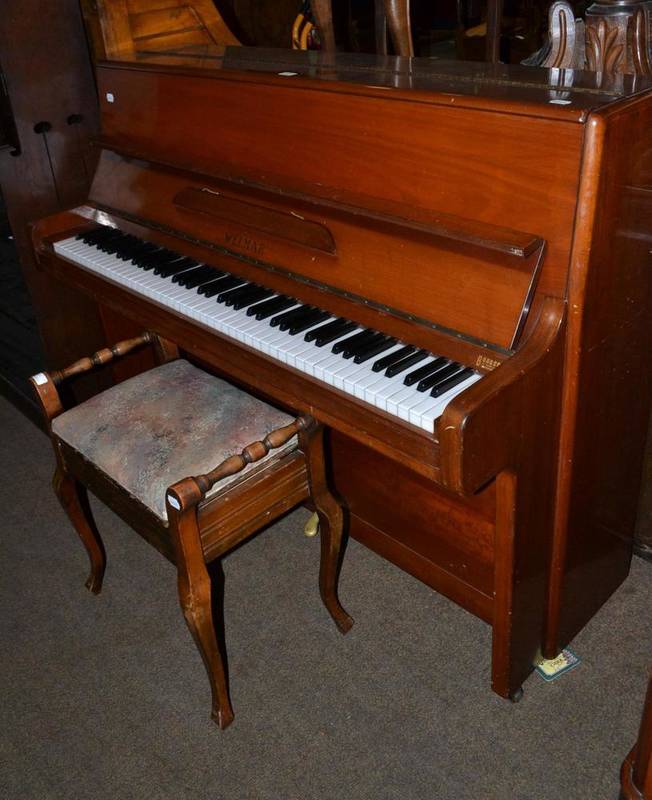 Lot 529 - Welmar mahogany overstrung upright piano and stool