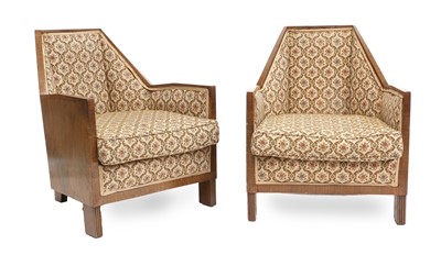 Lot 190 - A Pair of French Art Deco Walnut Upholstered...