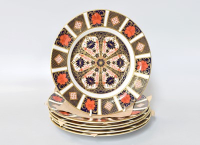 Lot 263 - Six Royal Crown Derby Porcelain Plates, Imari...