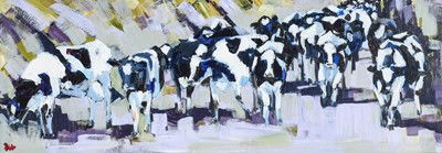 Lot 1069 - Lesley Heath (b.1966) Dairy cows Initialled,...