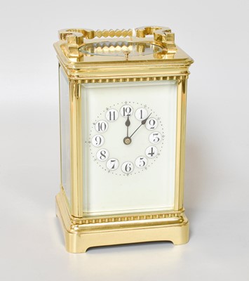 Lot 133 - A Brass Strike and Repeat Carriage Clock,...