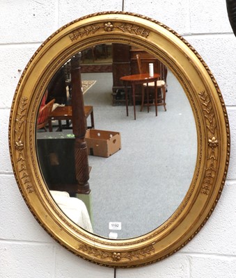 Lot 1192 - A Gilt Wood Oval Shaped Mirror, 19th Century...