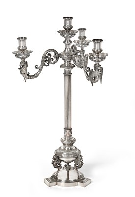 Lot 2301 - A Victorian Silver Plate Four-Light Candelabra