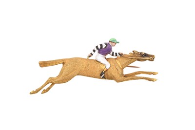 Lot 2074 - A Racehorse and Jockey Brooch realistically...