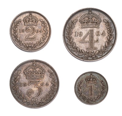 Lot 135 - Edward VII, Maundy Set 1904, 4 coins...