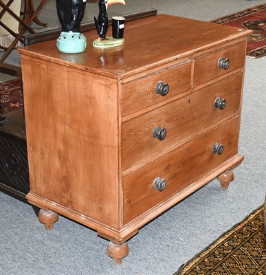 Lot 1306 - A Victorian Pine Three Height Chest of Drawers,...