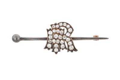 Lot 2164 - A Diamond Brooch the initials AR set...