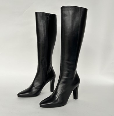 Lot 1038 - Pair of Black Leather Yves Saint Laurent Knee...