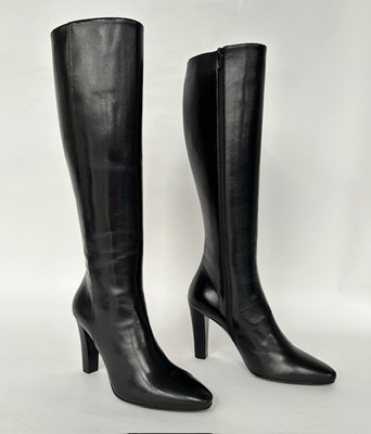 Lot 1038 - Pair of Black Leather Yves Saint Laurent Knee...