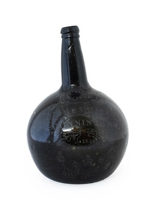 Lot 122 - A Green Glass Onion-Shape Bottle, dated 1830,...