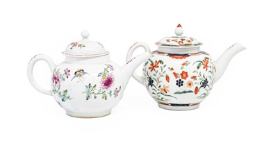 Lot 14 - A Bow Porcelain Teapot, circa 1760, painted in...