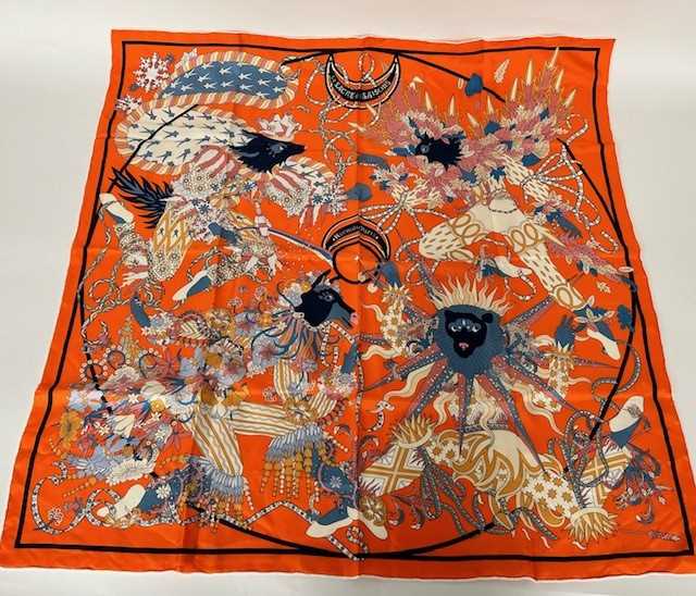 Lot 1013 - Hermès Silk Scarf Le Sacre Saisons Designed by...