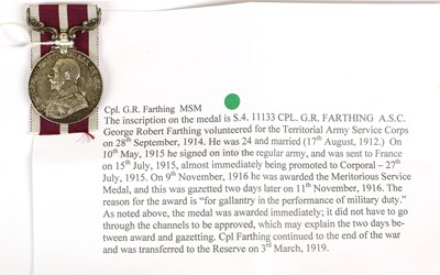 Lot 17 - An Army Meritorious Service Medal (George V),...