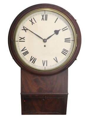 Lot 294 - A Mahogany Drop Dial Wall Timepiece, signed...