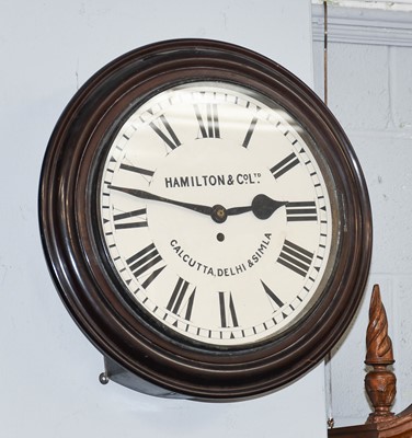 Lot 1228 - An Ebonised 14" Dial Wall Timepiece, late 19th...