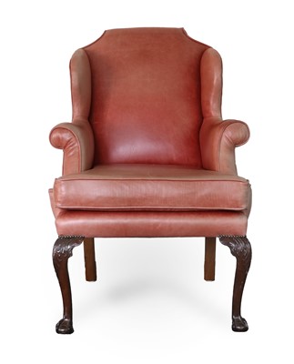 Lot 723 - A George III-Style Wing-Back Chair, recovered...