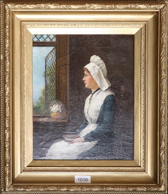 Lot 1016 - British School (19th Century) Young girl in...