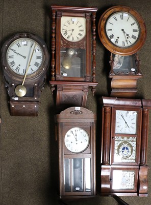 Lot 1262 - An American Shelf Clock, three drop dial wall...