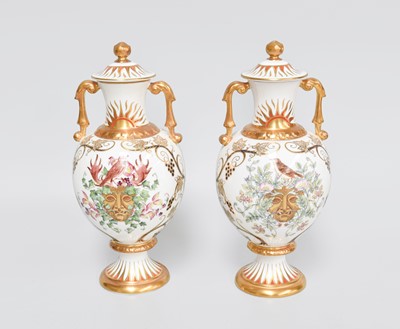 Lot 191 - A Pair of Royal Crown Derby Twin Handled Vases...