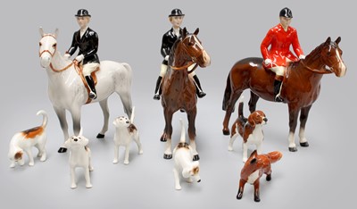 Lot 115 - Beswick Hunting Group, comprising: Huntsman...